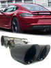 Black Exhaust Muffler Tips For Porsche 718 Boxster Cayman S 982 2017-2023