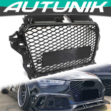 For 2014-2016 Audi A3 8V RS3 Style Front Grille (Gloss Black Frame + Honeycomb)