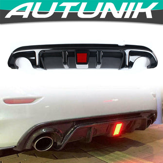 Carbon Fiber Look Rear Bumper Diffuser with Brake Light For 2014-2017 Infiniti Q50
