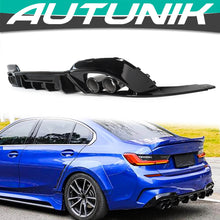 For 2019-2022 BMW G20 M340i Gloss Black Rear Diffuser w/ Exhaust Tips Pair