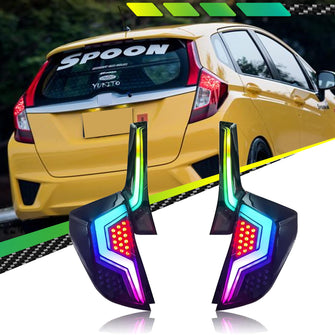 For Honda Fit Jazz GK5 2014-2020 RGB LED Tail Lights Assembly Upgrade One Pair