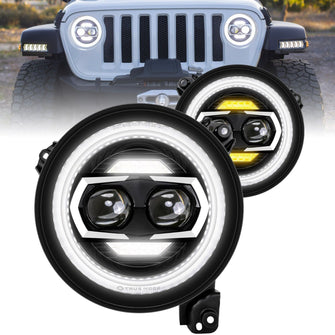 9" Round DOT LED Headlight for Jeep Wrangler JL JT Gladiator 2018+ w/ HALO DRL