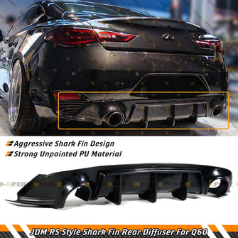 Unpainted Shark Fin Rear Bumper Diffuser For 2017-2022 Infiniti Q60