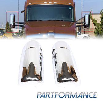 Pair Chrome Door Mirror Covers Right & Left Sides For Kenworth T680 T880 W990