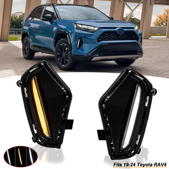 LED Daytime Running Lights DRL For Toyota RAV4 2019-2024 Fog Lamp W/Turn Signal Function