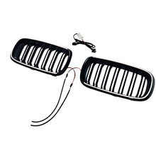 For 2014-2018 BMW X5 F15 X6 F16 Gloss Black LED Light Front Kidney Grille Upper Grill Radiator