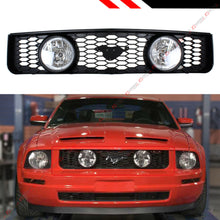 For 2005-2009 Ford Mustang 4.0L V6 Front Mesh Grill Dual Clear Lens Halo Fog Lights