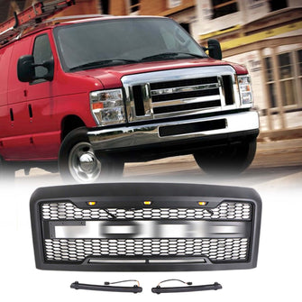 Grille Front Bumper Upper Mesh Grill Black for Ford E150 250 350 2008-2013