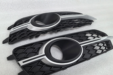 Front Bumper Fog Light Grill Cover w/ Chrome Stripe for Audi A6 C7 S-line S6 2012-2015