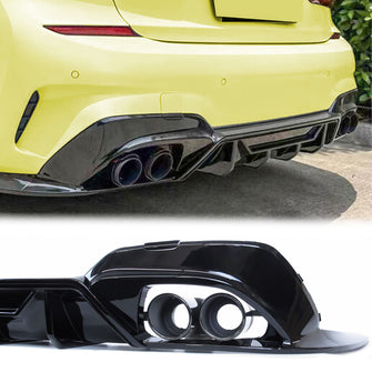 Gloss Black Rear Diffuser & Exhaust Tips for BMW G20 Sedan 2019-2022 M-Sport