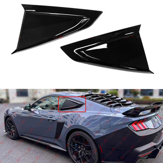 For 2024-2025 Ford Mustang Coupe Gloss Black Quarter Panel Side Window Louver Scoop