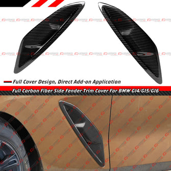 For 2019-2026 BMW G14 G15 G16 840i Full Carbon Fiber Fender Garnish Side Trim Cover