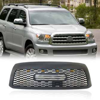 Grille Front Bumper Upper Grill Mid-Gids Matt Black for Toyota Sequoia 2010-2018