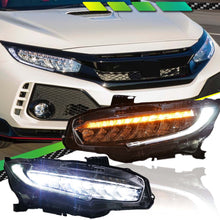 For Honda Civic 10th Gen 2016-2021 LED Headlights W/ Sequential Turn Lights Pair