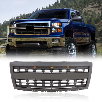 Front Bumper Upper Grille Mesh Grill Black for Chevrolet Silverado 1500 14-15