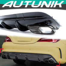 Fit For Mercedes Benz W117 CLA250 2017-2019 Rear Bumper Diffuser Lip W Exhaust Tailpipes Gloss Black