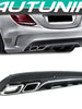 Rear Diffuser w/ Silver Exhaust Tips For Mercedes W205 Sedan C300 C43 AMG di1