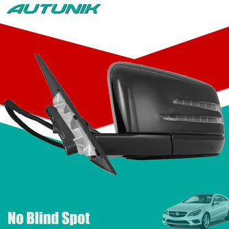 Black Left Side Mirror w/o Blind Spot For 2010-2017 Mercedes C207 Coupe E350 E400 E550 Driver Power Folding Mirror