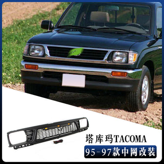 Black Front Bumper Upper Grille W/Led Light Fit For Toyota Tacoma 1995-1997