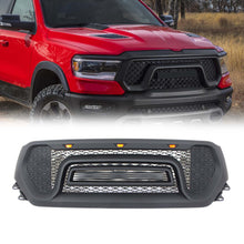 Front Grille Honeycomb Grill Matte black w/Light for Dodge Ram 1500 2019-2022