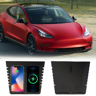 Center Wireless Charger Dual Phone Qi Charging Pad for Tesla Model 3 2017-2020