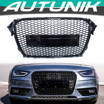 Honeycomb Sport Mesh RS4 Style Front Grille Black For 2013-2016 Audi A4 S4 B8.5