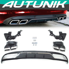C63 Style Rear Diffuser + Exhaust Tips For Mercedes W205 C-Class Base C300 C250 Non-AMG 2015-2021