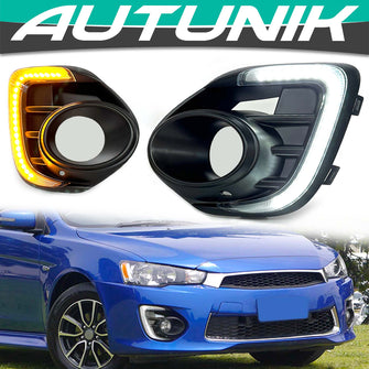 For 2016-2018 Mitsubishi Lancer Fog Lights + Switch + Bezels w/ LED DRL Signal Lamps