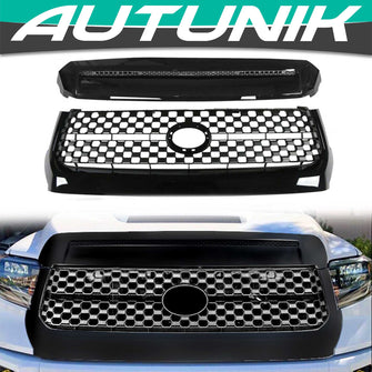 Glossy Black Front Grille Hood Bulge Molding For Toyota Tundra 2014-2021