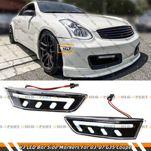 V3 LED White Bar Lens Bumper Side Marker Lamps Fender Light for Infiniti G35 Coupe 2003-2007