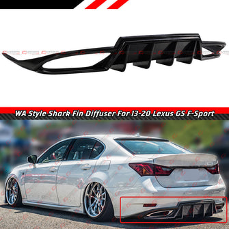 Unpainted Black For 2013-2020 Lexus GS300 GS350 F Sport WA Style Shark Fin Rear Bumper Diffuser