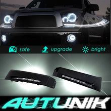 Glossy Black LED DRL Bumper Fog Lights Bezels for Toyota 07-13 Tundra / 08-13 Sequoia dr16