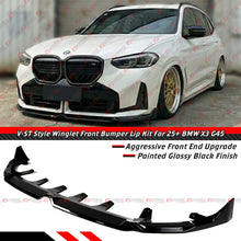 For 2025-2026 BMW G45 X3 M Sport V-ST Style Gloss Black Front Bumper Lip Splitter