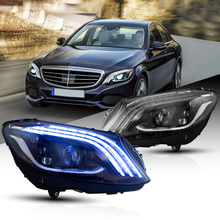 LED Headlights For 2015-2021 Mercedes C-Class W205 W/Blue DRL