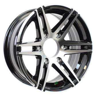 15" X 6" Aluminum Trailer Wheel 15 Inch Rim Black and Machined 6 Lug