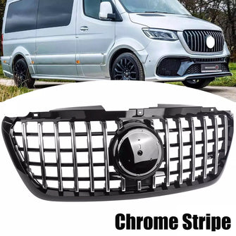 Chrome Front Bumper Grille Grill For Mercedes Benz Sprinter W907 W910 2019-2024