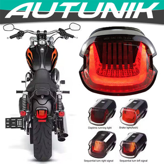 Smoked LED Tail Light Sequential Turn Signal for Harley Davidson Sportster Dyna Road King
