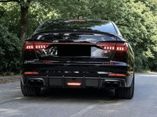 Rear Bumper Diffuser Gloss Black w/ LED Brake Light For Audi A6 C8 S-Line S6 2019-2025