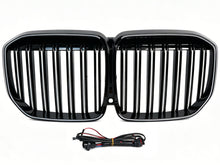 LED Gloss Black Double Slat Car Front Kidney Grill Fits For BMW X7 G07 2019-2022