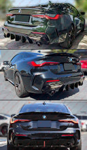 For 2021-2025 BMW Coupe G22 G23 4 Series 430i 440i M-Sport Smoke Lens LED Shark Fin Gloss Black Rear Diffuser