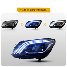 Maybach Style LED Headlights For 2015-2021 Mercedes C-Class W205 W/Blue DRL