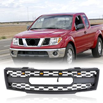 Front Bumper Upper Grille w/Light Matt Black for Nissan Frontier 2005-2008