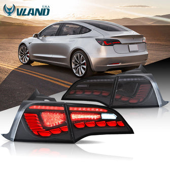 LED Tail Lights Assembly For 2017-2024 Tesla Model 3 Y Rear Lamps Red Turn