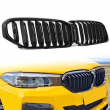 For BMW G30 G31 530i 2021-2023 Front Bumper Kidney Grille Gloss Black Single Slat