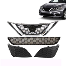 4pcs Front Upper Lower Grille Fog Light Bezel Covers for Nissan Sentra 2016-2018