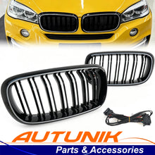 For 2014-2018 BMW X5 F15 X6 F16 Gloss Black LED Light Front Kidney Grille Upper Grill Radiator