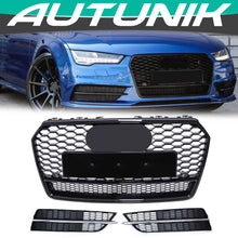 Honeycomb Grille + Fog Light Cover For Audi A7 C7.5 S-line S7 2016 2017 2018