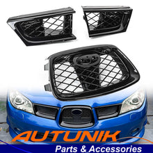 3pcs For Subaru Impreza WRX STI 2006-2007 Glossy Black Front Bumper Upper Grille