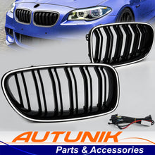 For 2010-2016 BMW 5 Series F10 F11 Front LED Kidney Grille Bumper Upper Grill Gloss Black
