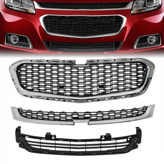 3PCS Front Upper Grille Center Lower Grill for Chevrolet Malibu 2014-2016